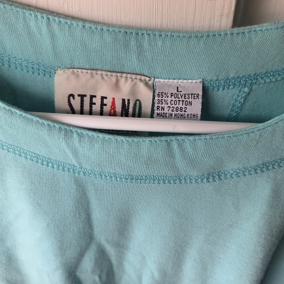 Stefano Light  Teal Blue Top Y2k Half Shirt  Size Large. - Picture 1 of 8